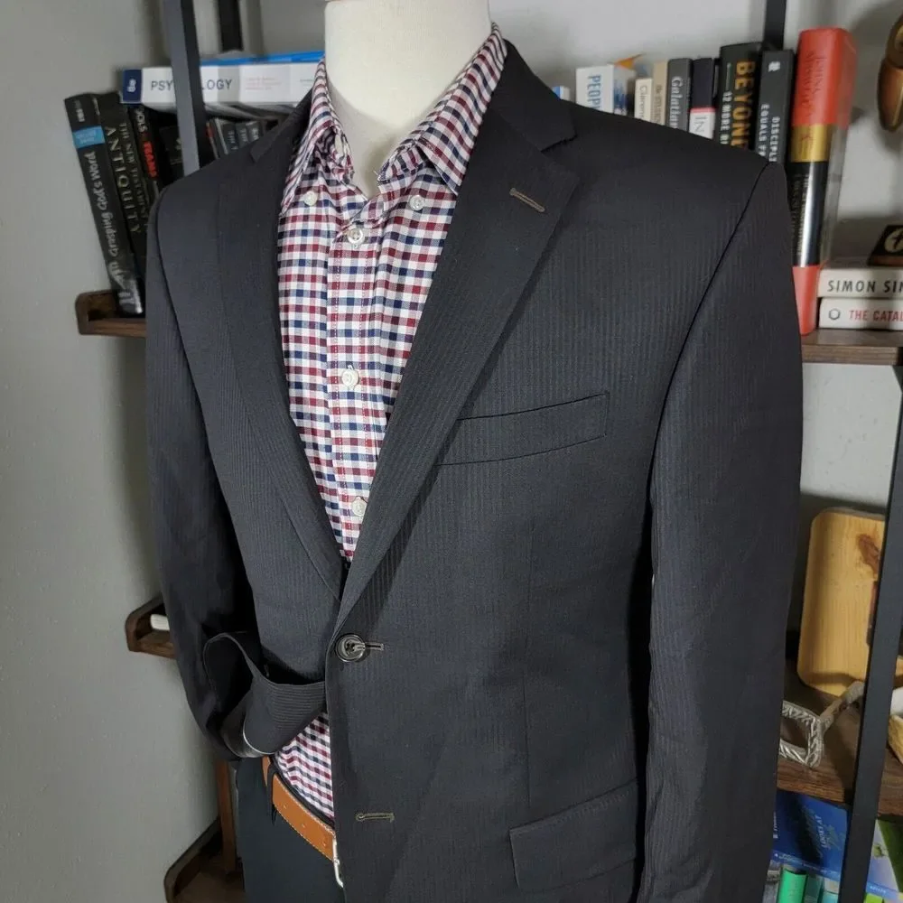 S.Cohen Performance Men's Sport Coat Blazer Two Button Brown Black‎ Wool 39R